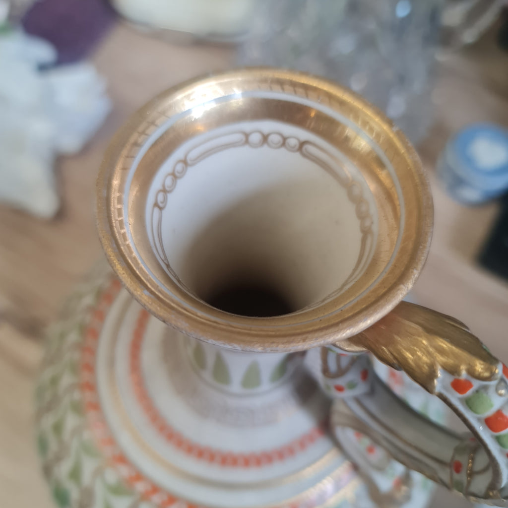 Exquisite 1860 Copeland handpainted jug with hand crafted handle