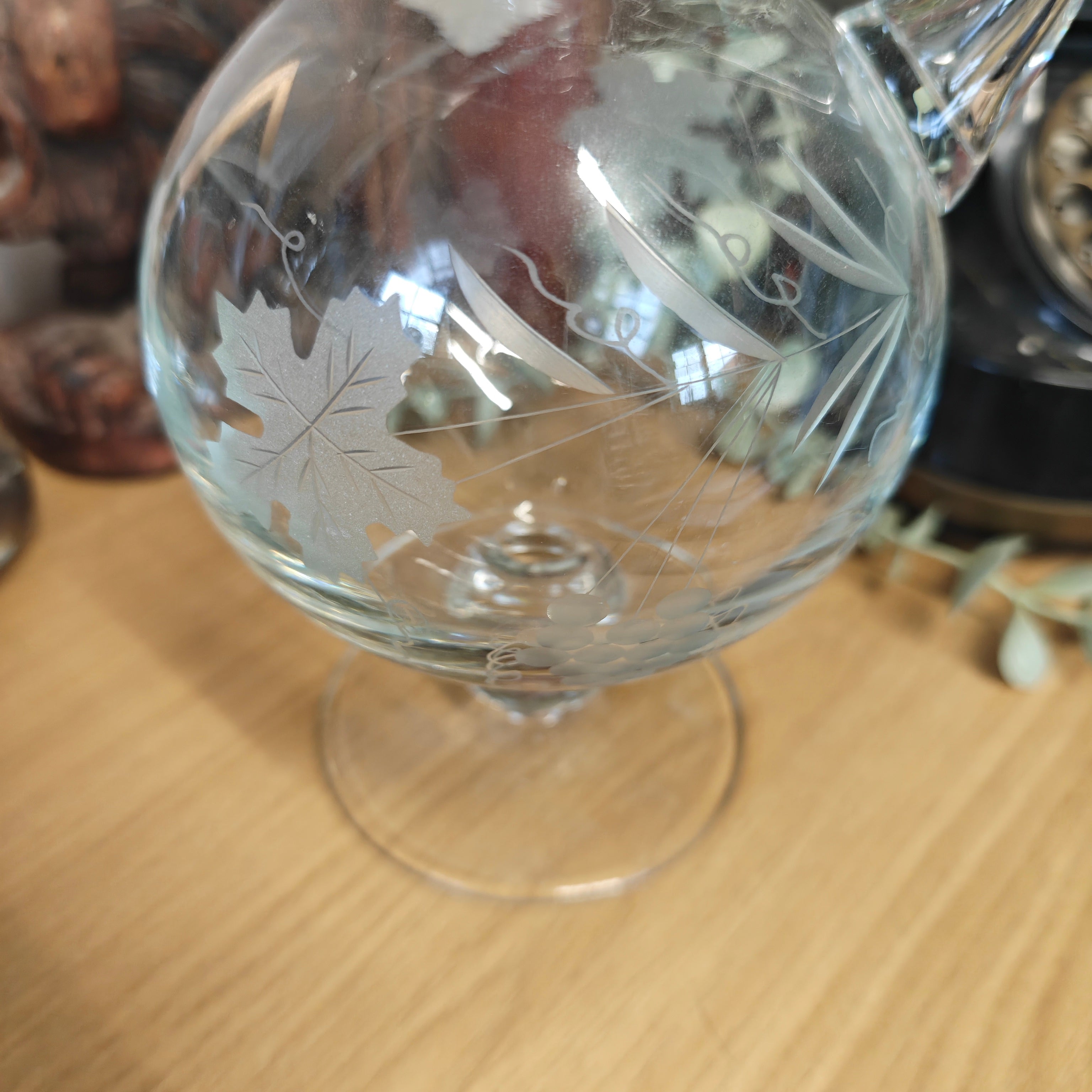 Vintage Etched Glass or Crystal Decanter - Mid-20th Century