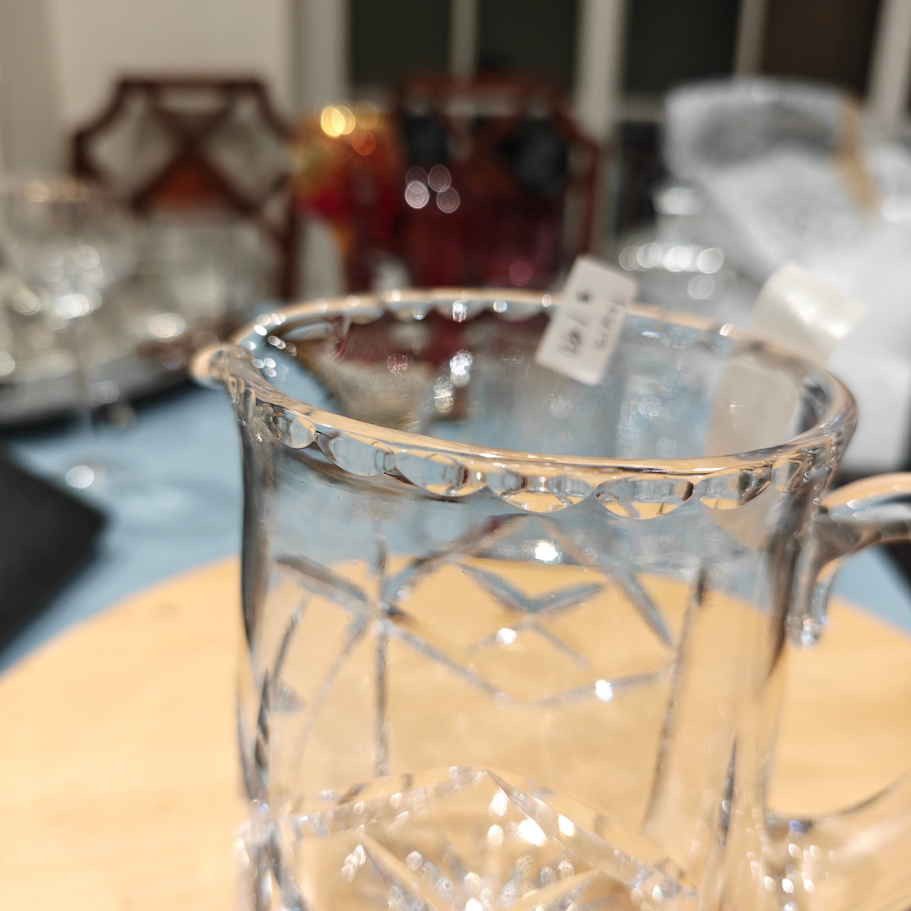 Vintage cut crystal glass pitcher