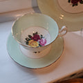 Gorgeous green with Rose fine bone china teaset collection