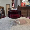 Vintage Ruby Red Glass Footed Bowl/Pedestal Trifle Dish