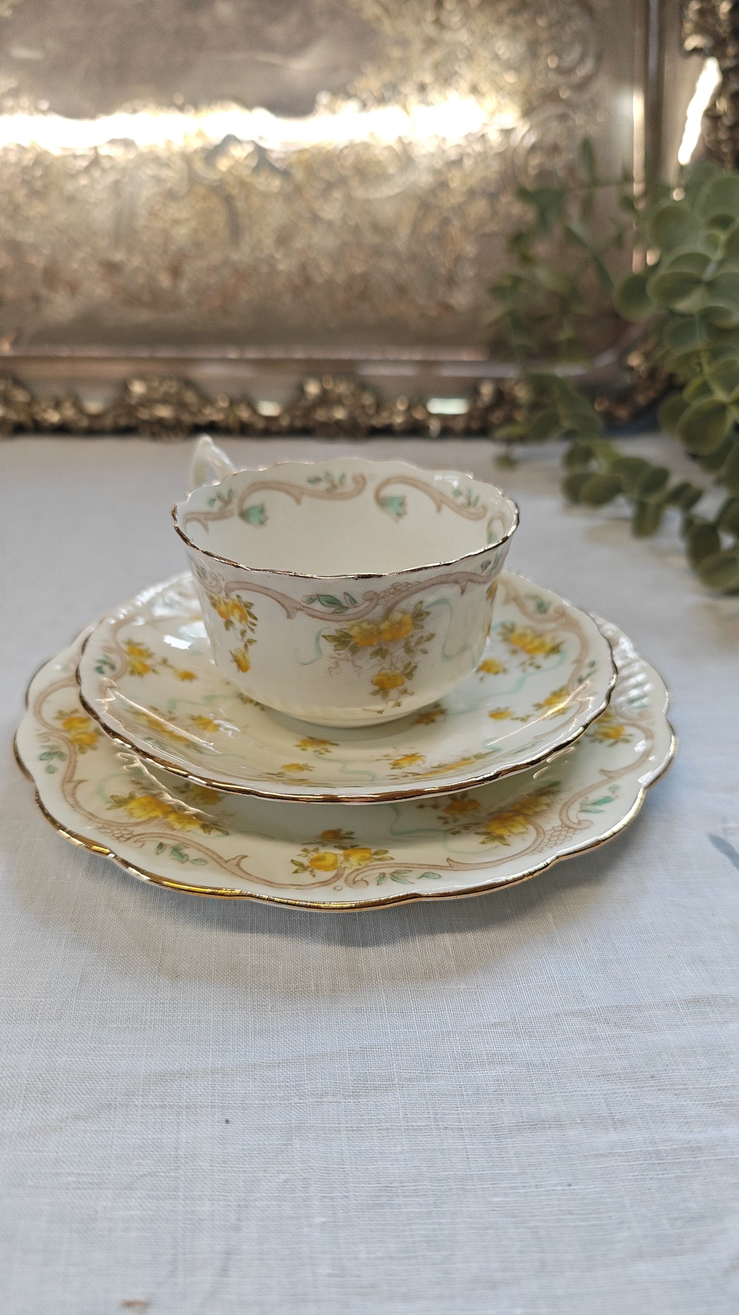 Antique R&D fine Bone China tea set trio