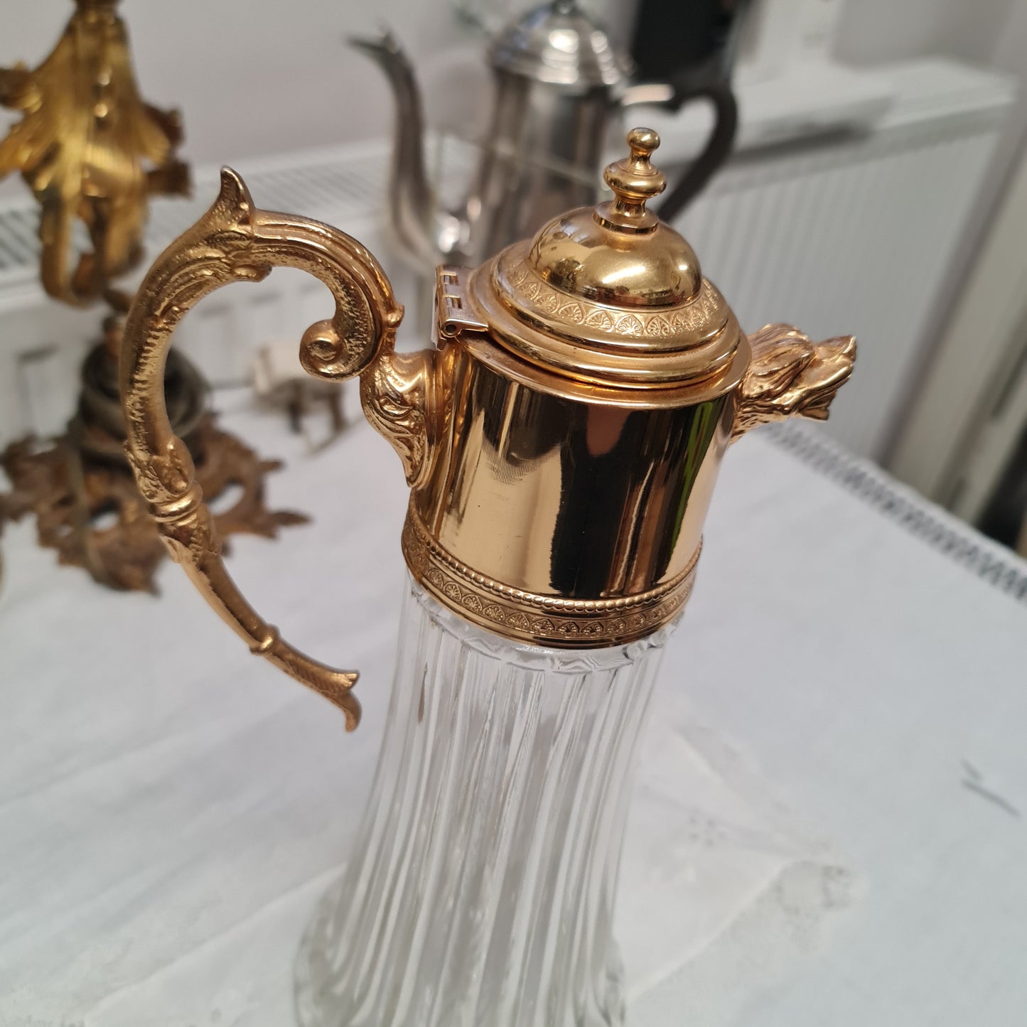Antique Gold Plated Claret Carafe circa-1900