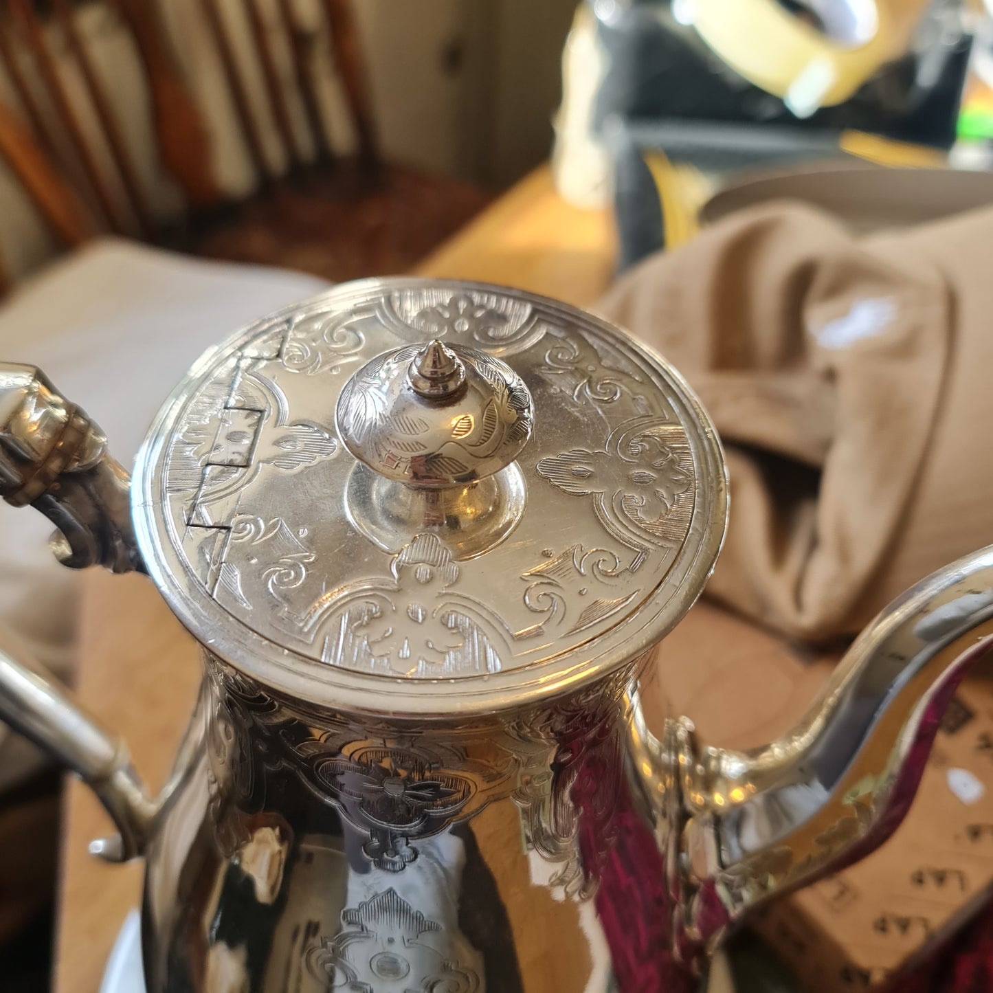 1907 Horace Woodward & Co Sterling Silver tall Coffee pot -855gm