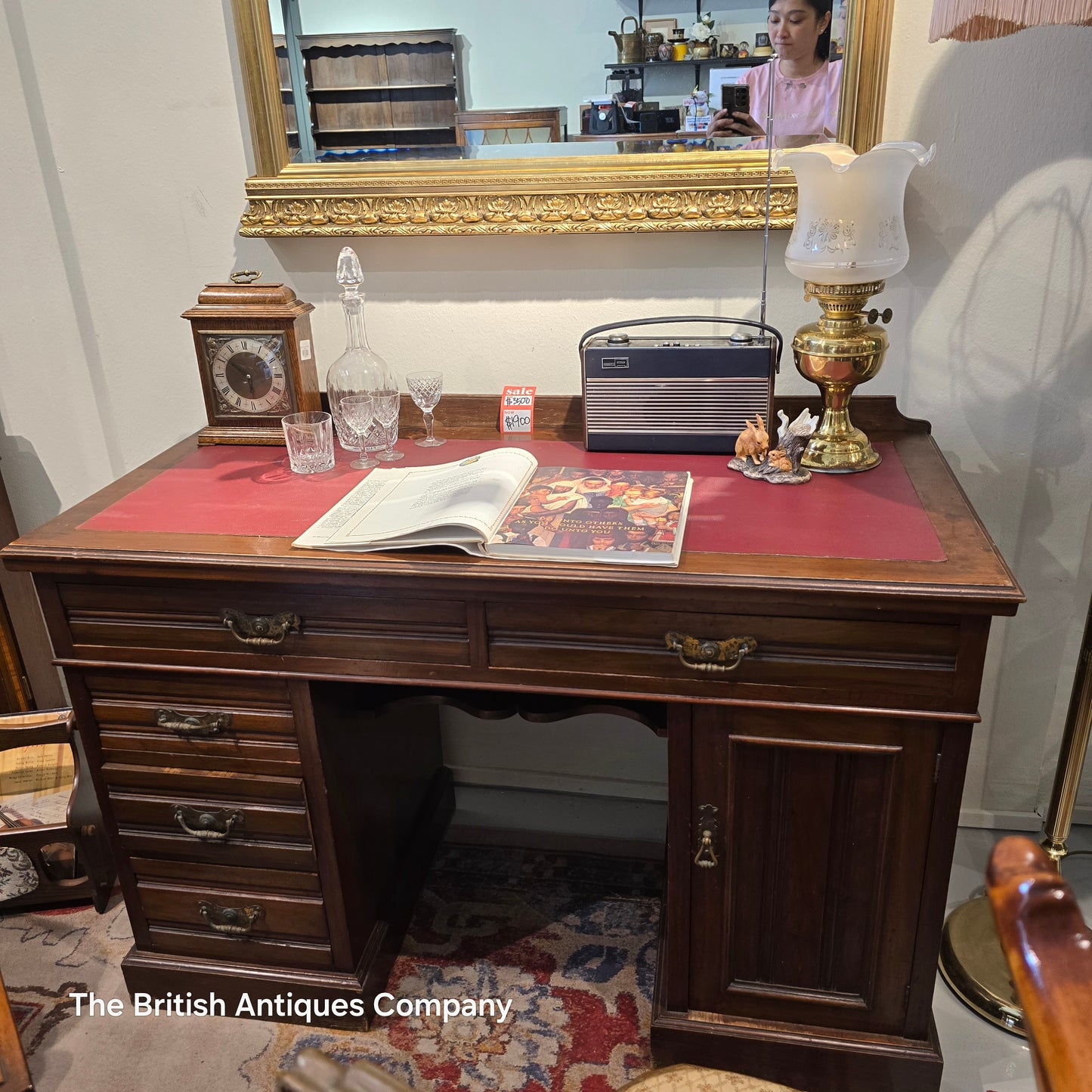Antique Georgian Style Desk with Leather Top