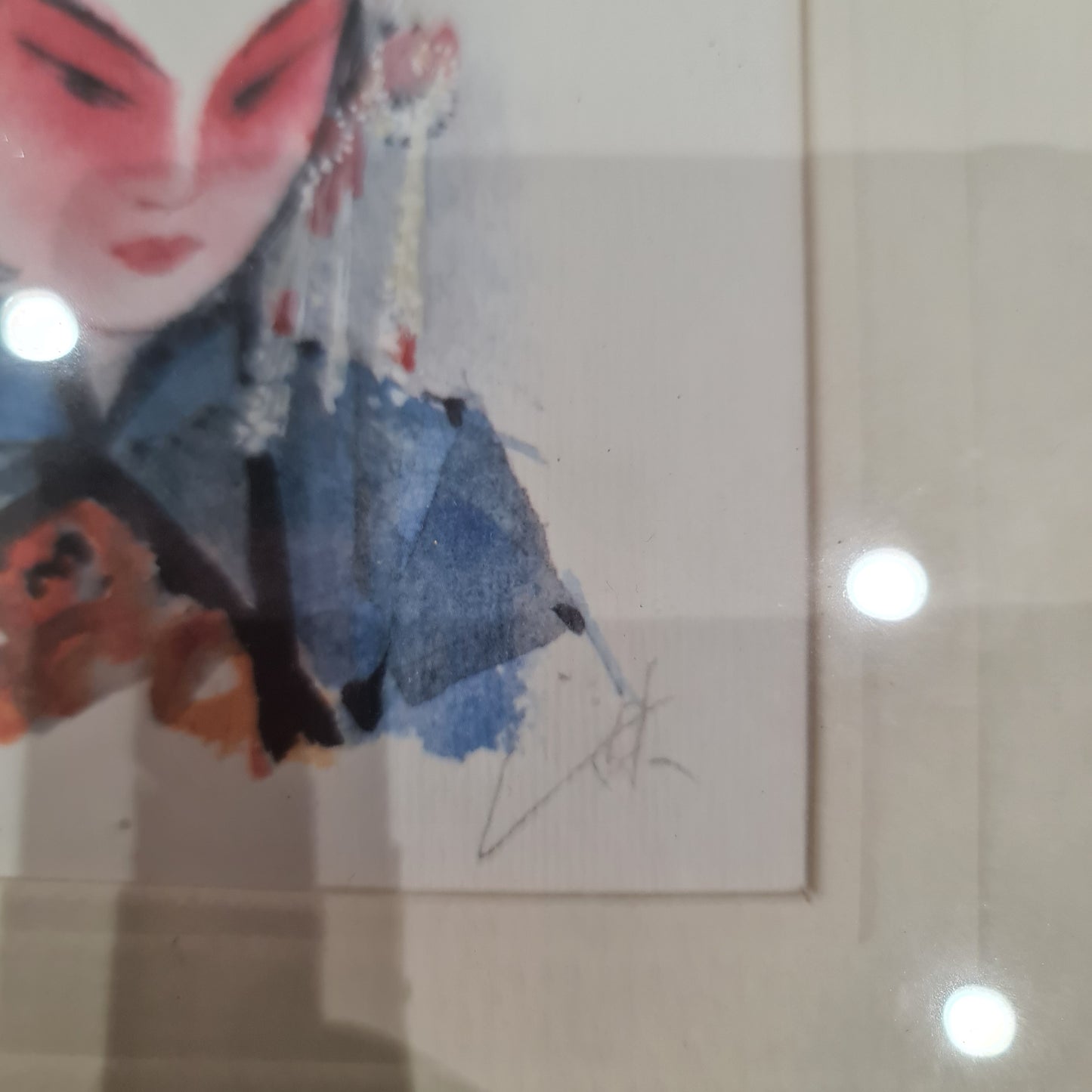 Original water colour painting by William L Wyllie - Chinese opera singer