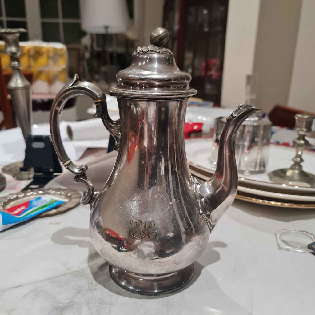 Edward, Edward Jnr, John and W. Barnard big Victorian Silver plated coffee pot- defect