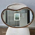 Vintage "Kidney Bean" Shaped Mirror with Wooden Frame