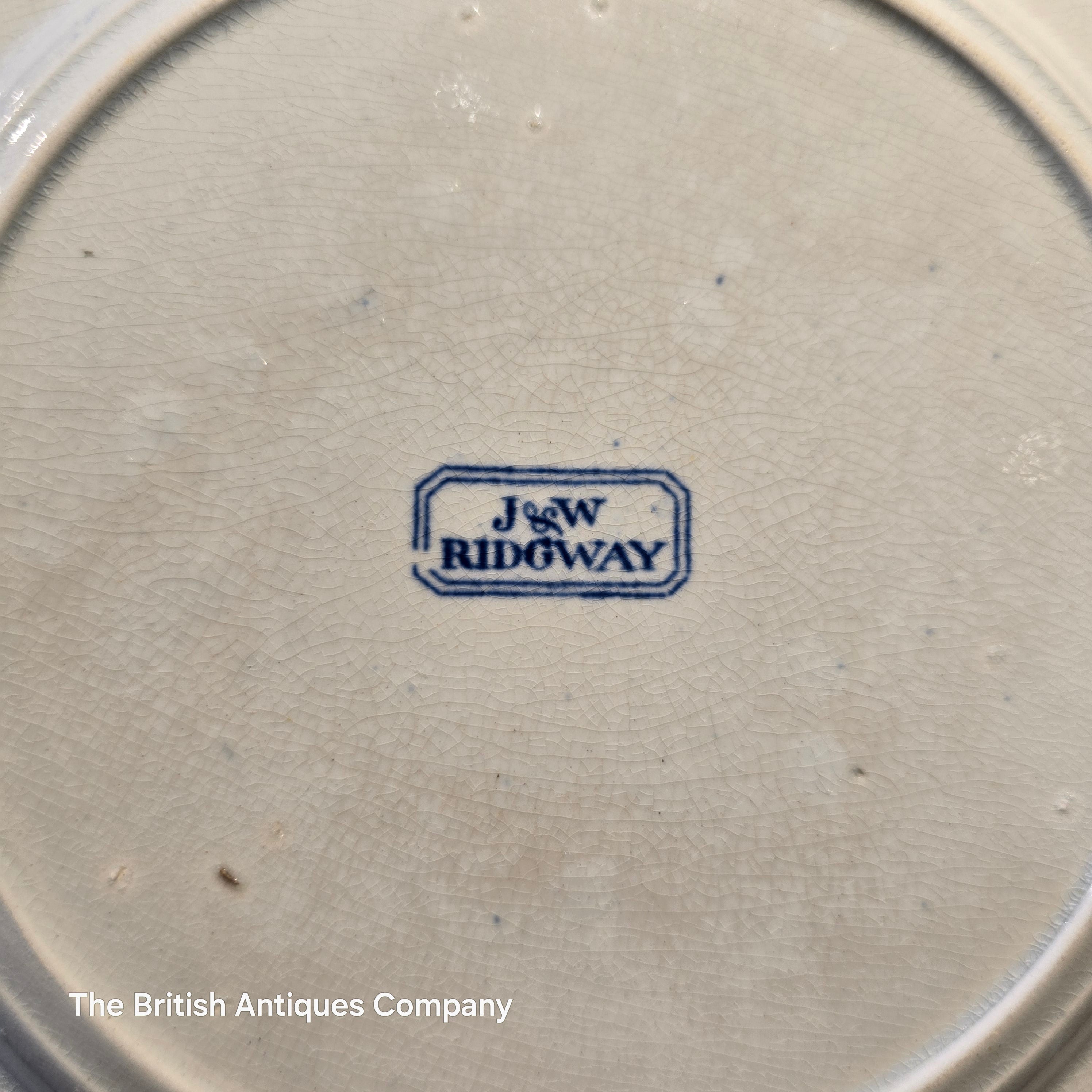 Antique J&W Ridgway Blue & White Octagonal Plate - "Willow Pattern"