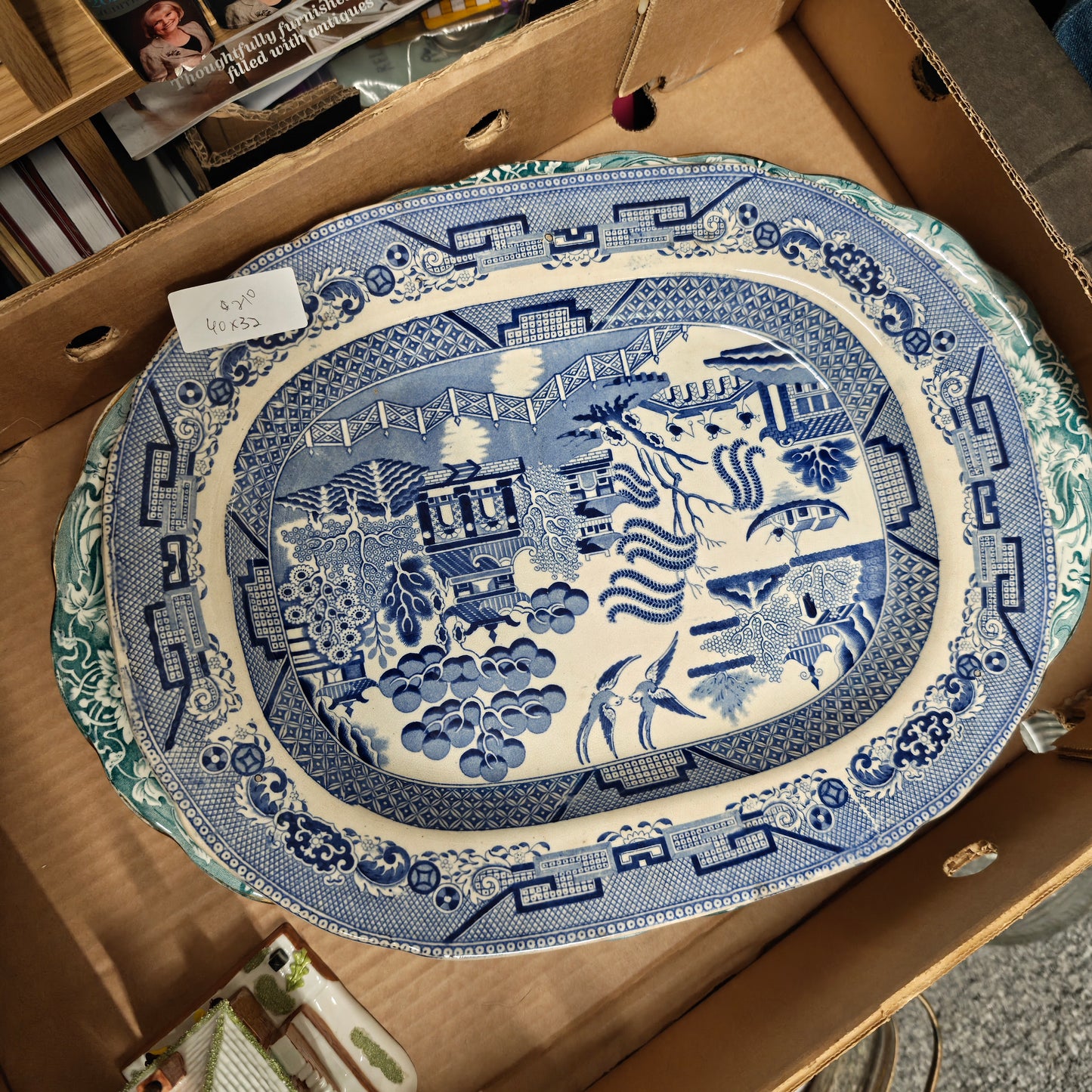 Antique big willow platter