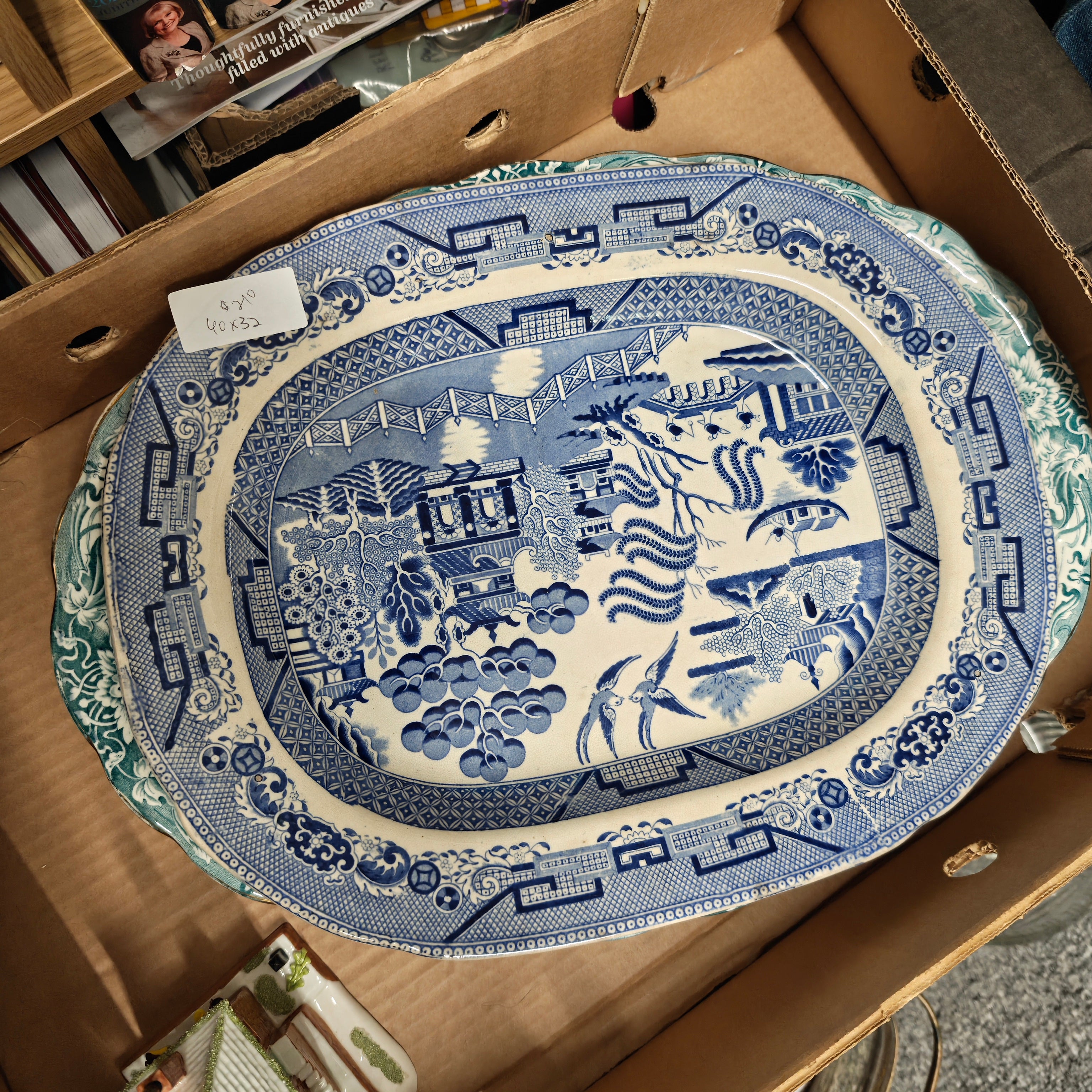 Antique big willow platter