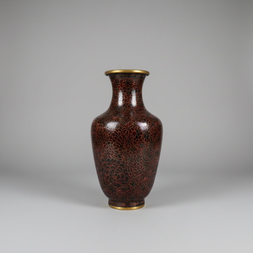Vintage Large Gold and Bronze Toned Cloisonné Vase