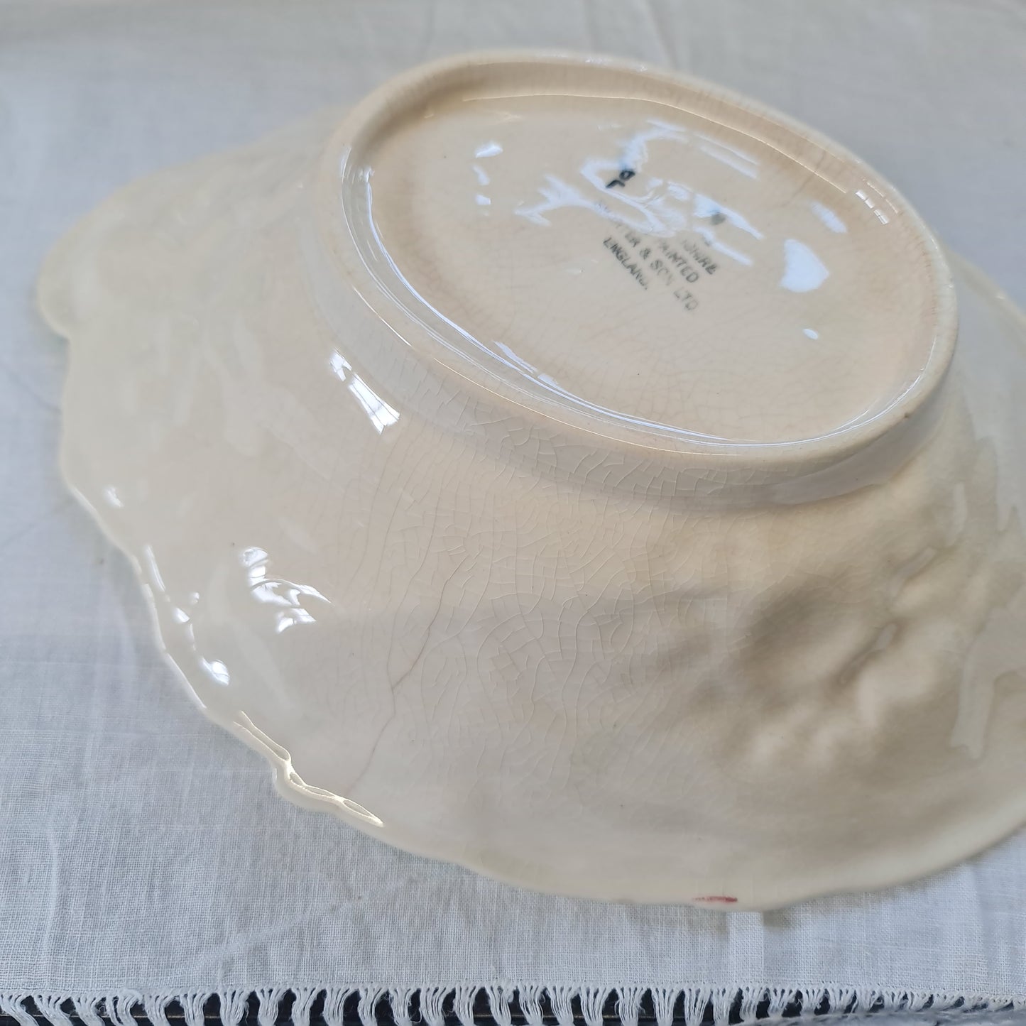 Vintage SHORTER & SON - Dahlia  - Hand Painted oval dish - defect