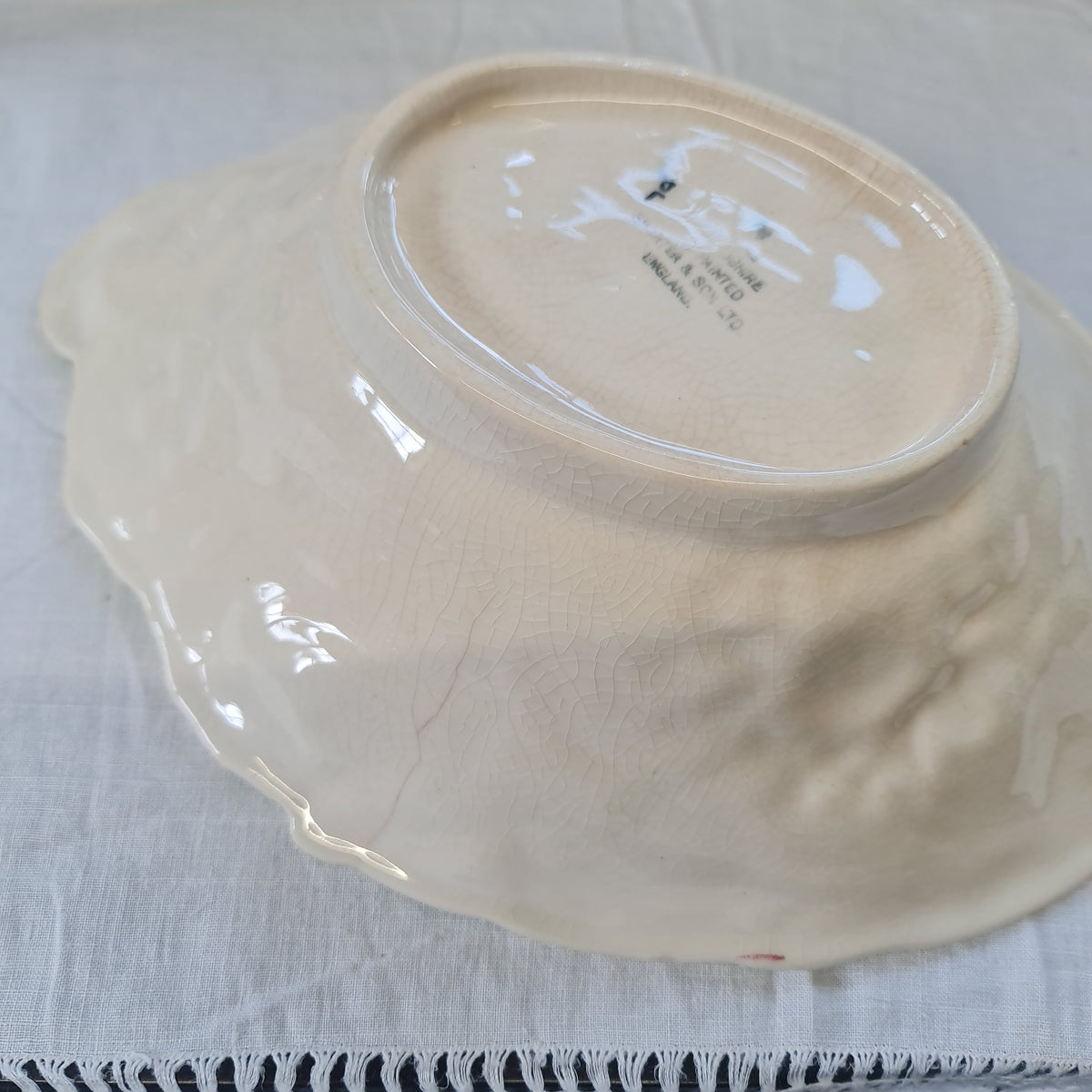 Vintage SHORTER & SON - Dahlia  - Hand Painted oval dish - defect