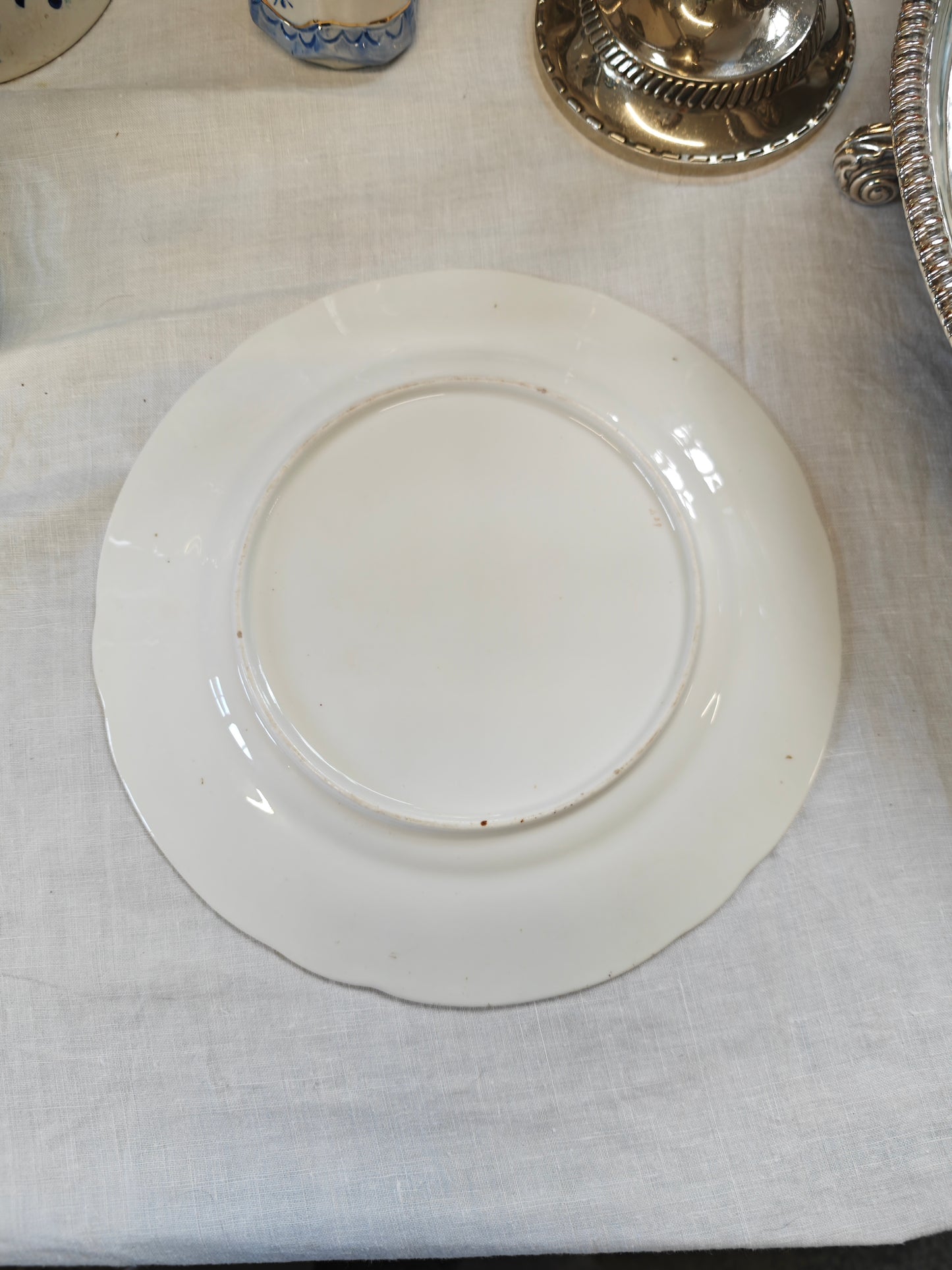 Antique Victorian hand painted plate with pink border