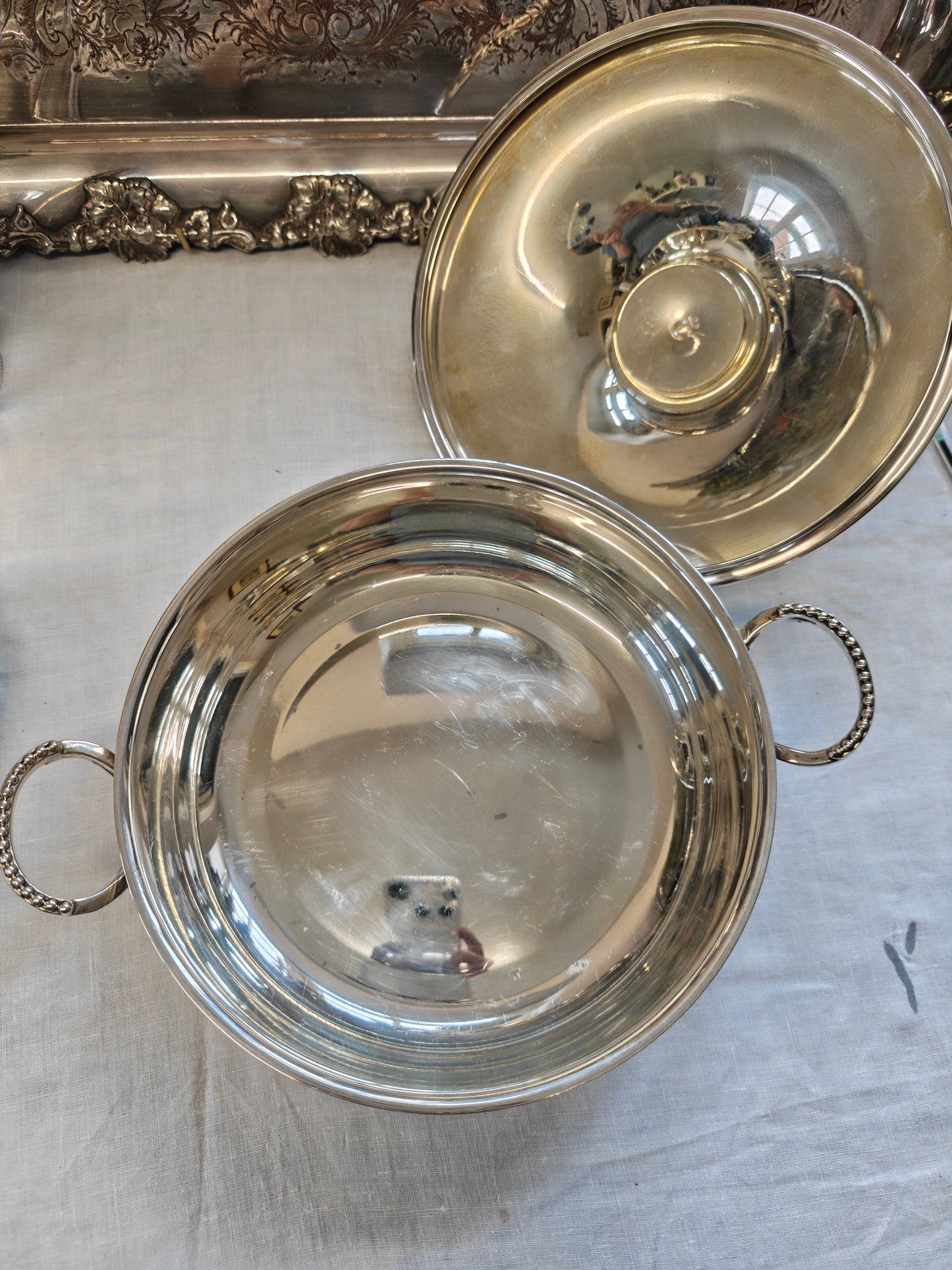 19th Century Saint-Médard French Silver Plate on Copper, Lidded Tureen.