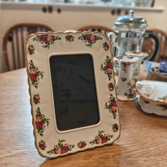 Rare Royal Albert Old Country Rose photo frame.  16 x 21 cm