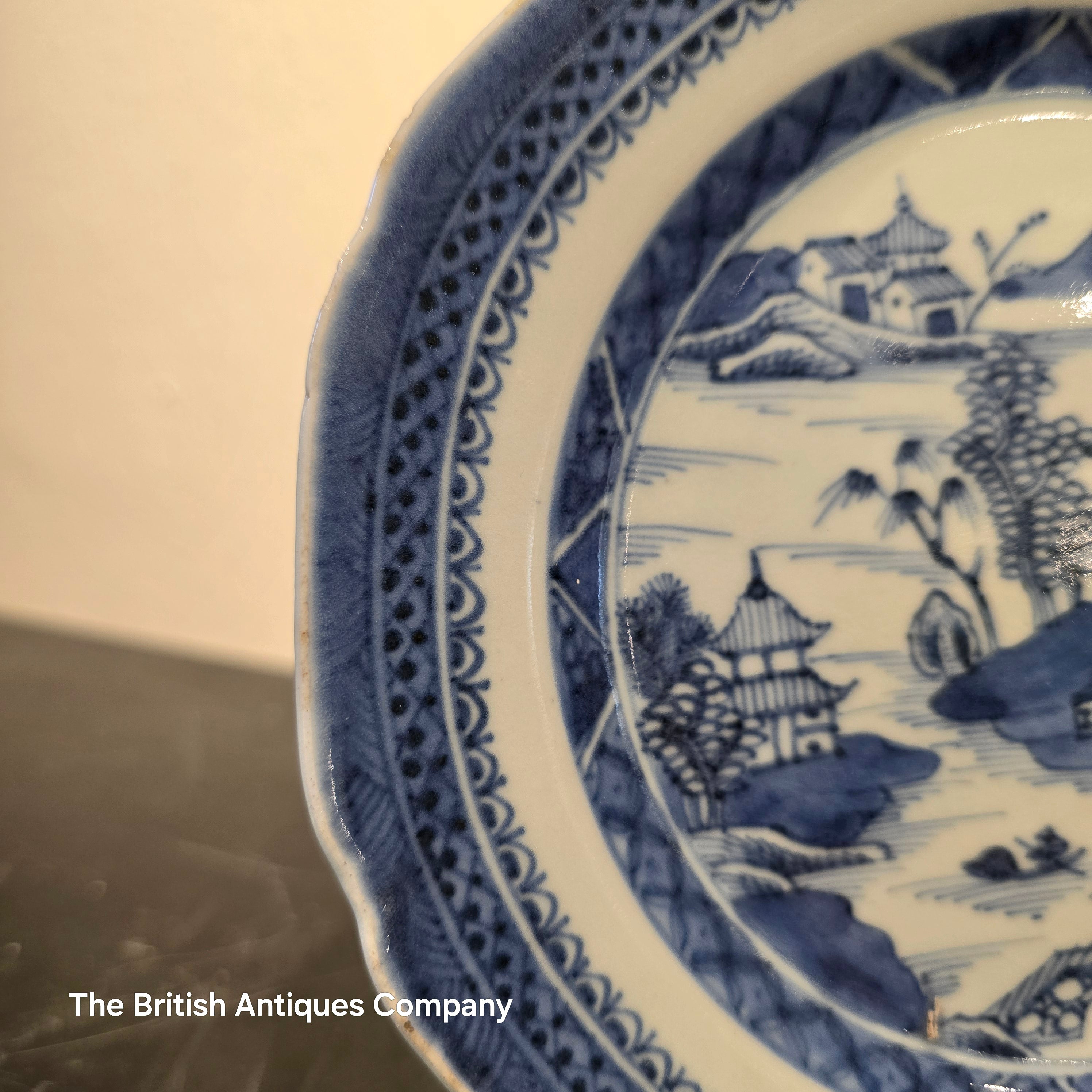 19th century Antique Blue & White Willow Pattern Plate