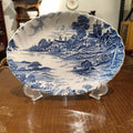 Vintage Ridgway Meadowsweet Blue White Ironstone Oval Dish Staffordshire England