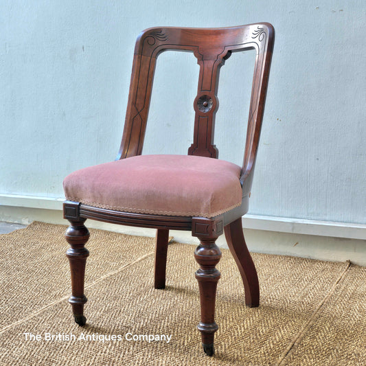 Victorian Mahogany Library reading chair with castor wheel