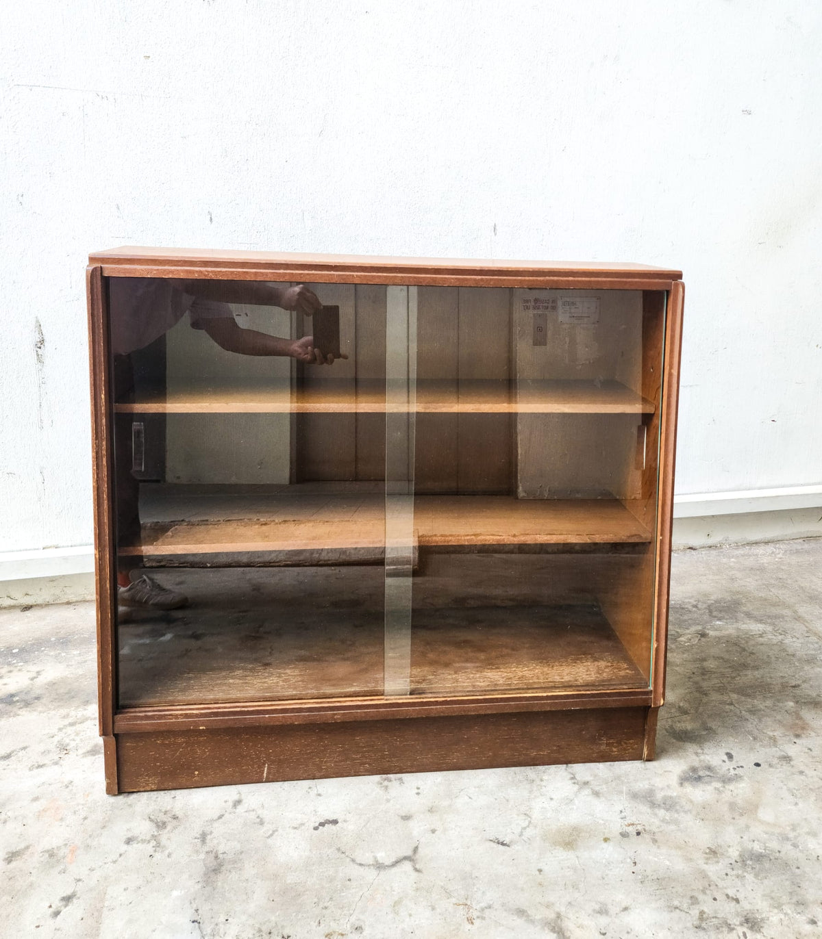 G-Plan Brandon Mid-Century Oak Display Cabinet with Sliding Glass Doors