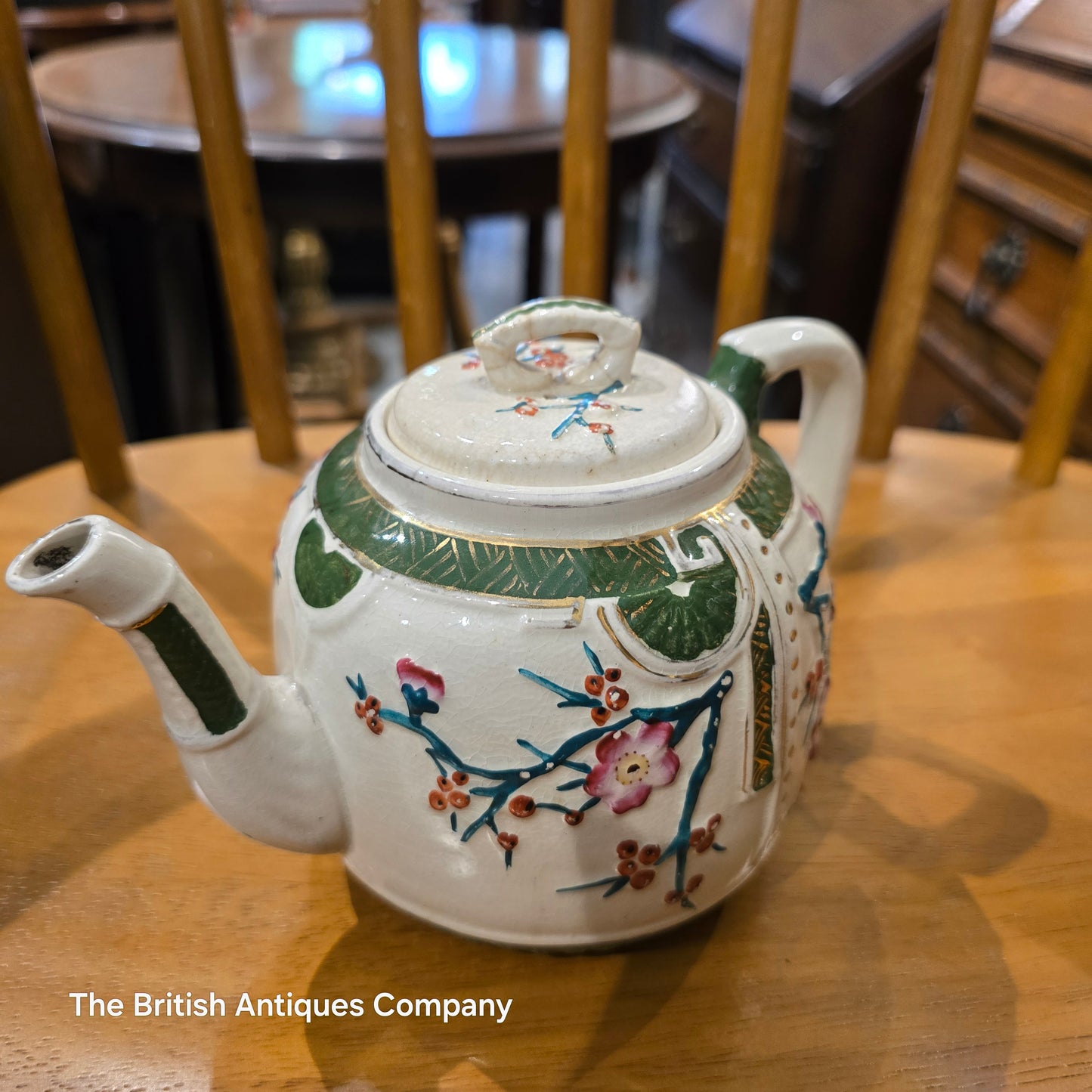 Antique Victorian Aesthetic Movement Majolica Teapot