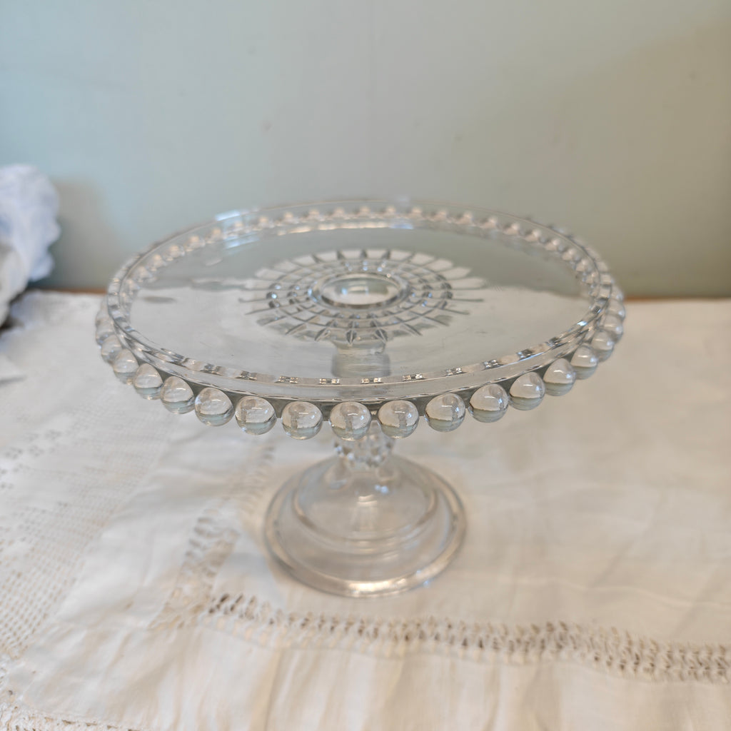 Vintage pressed glass cake stand 001