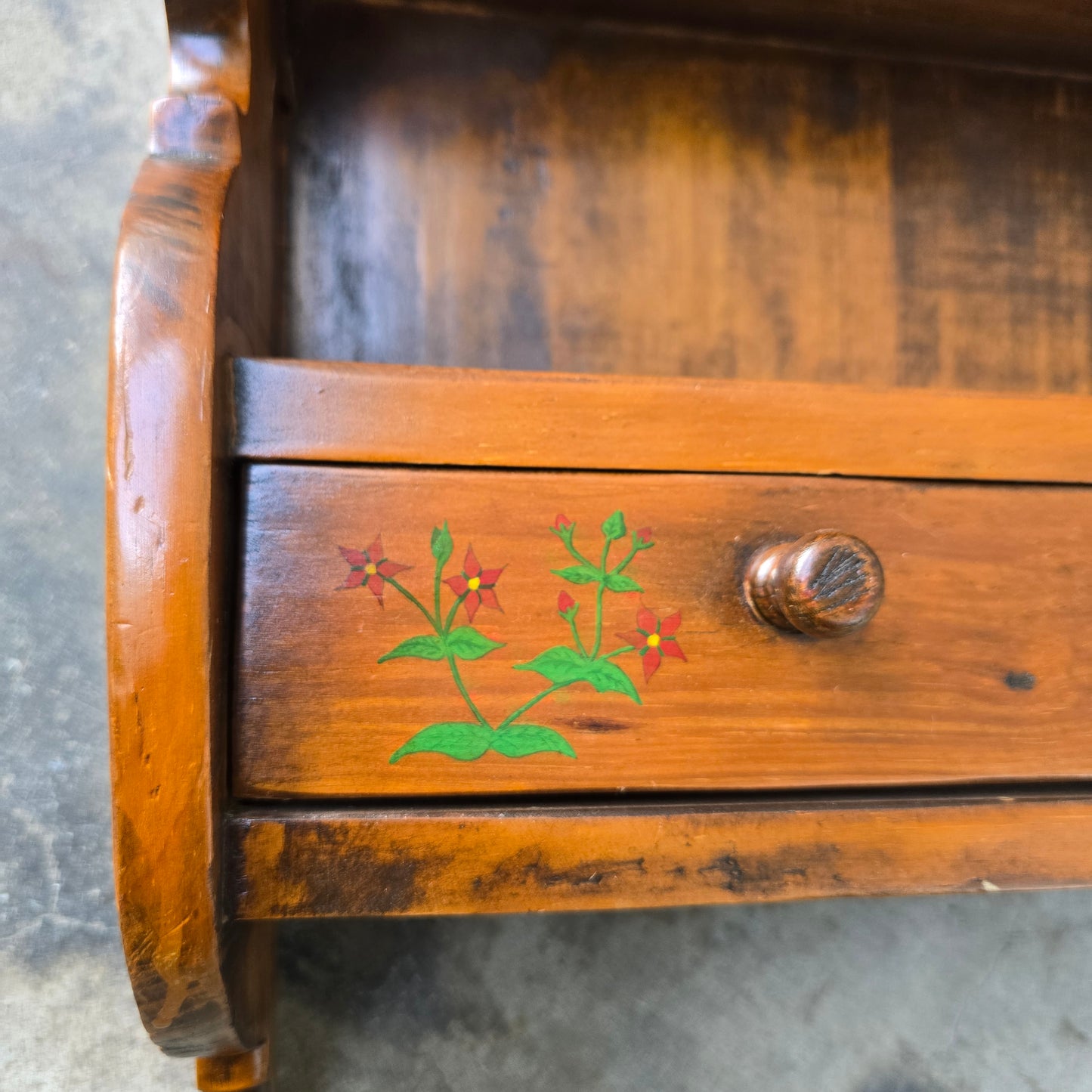 Antique French Wall Rack with Small Drawers