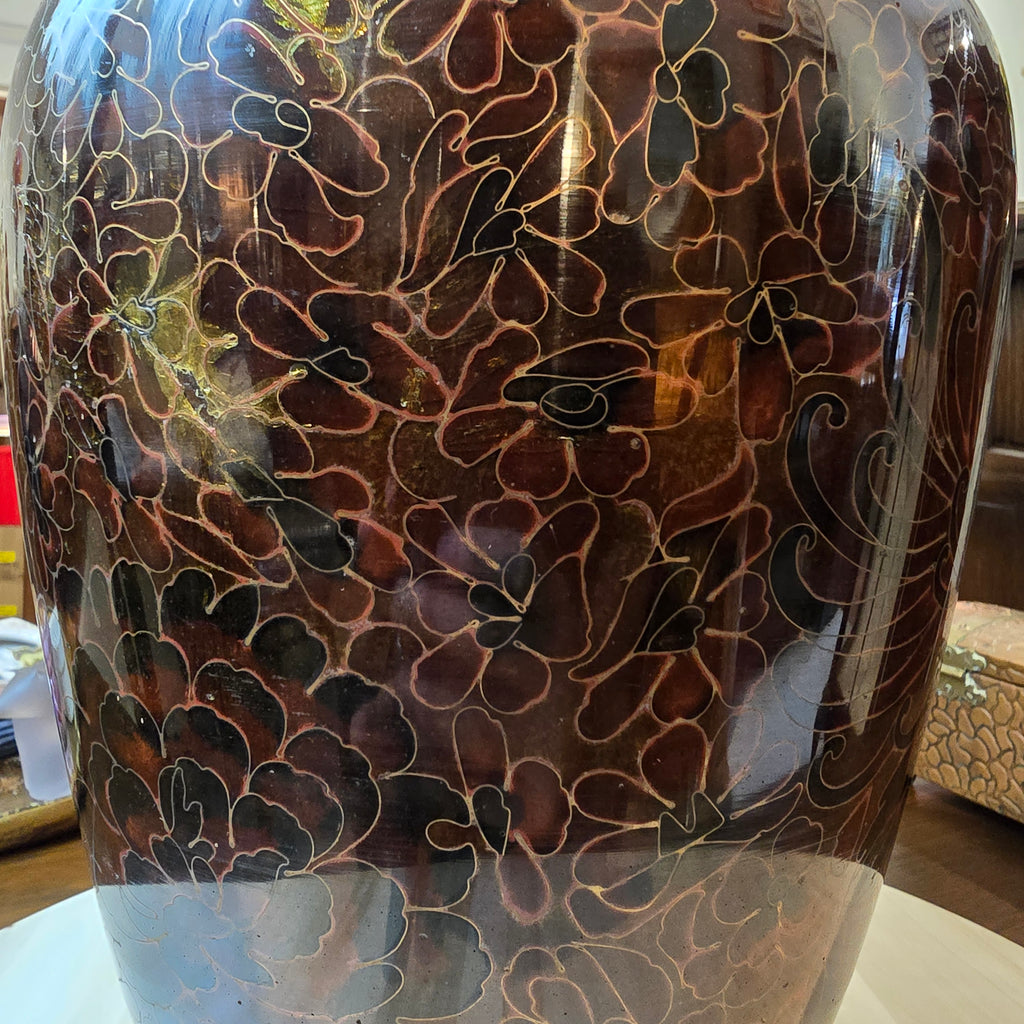 Vintage Large Gold and Bronze Toned Cloisonné Vase