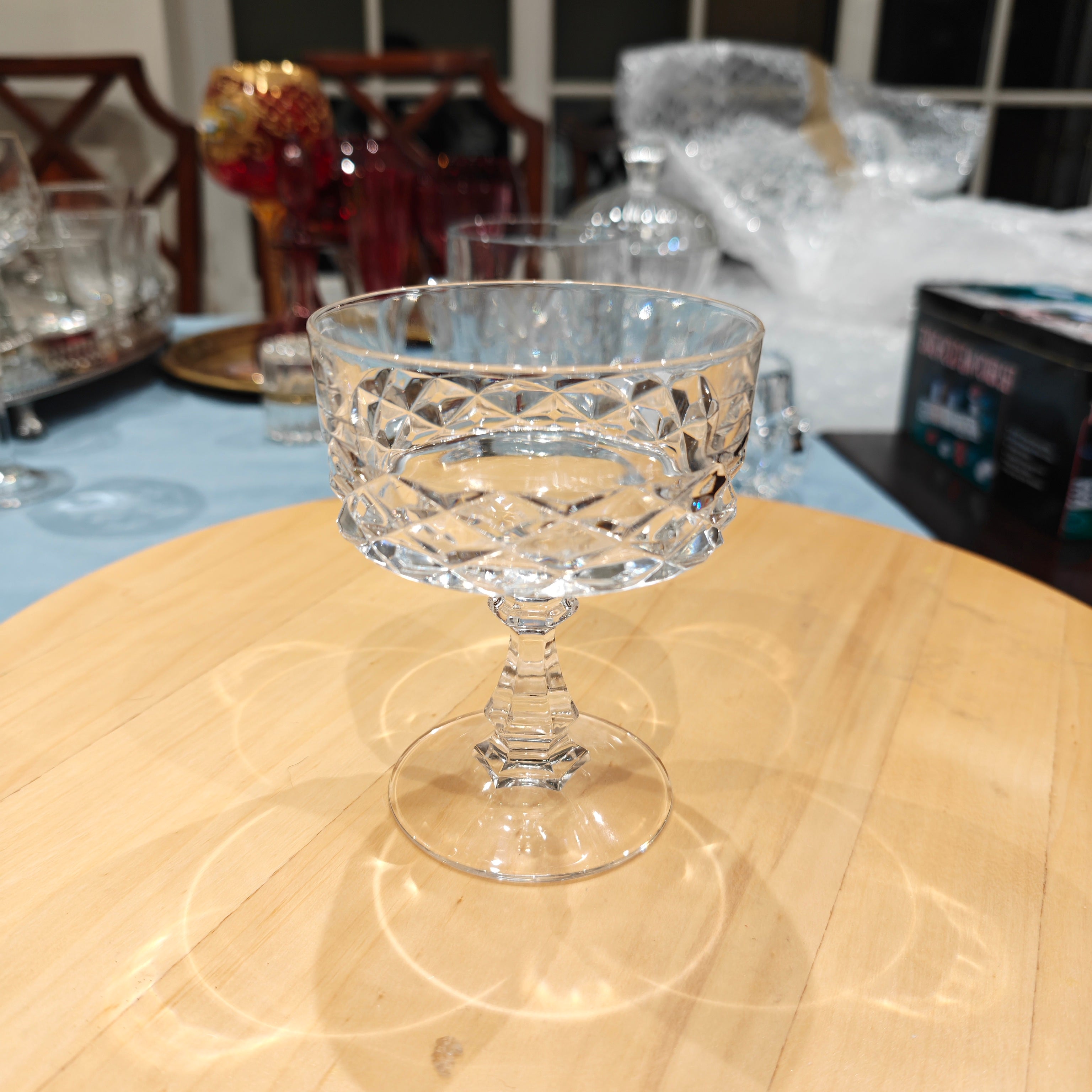 This is a Cristal d'Arques-Durand Diamond champagne/tall sherbet glass.