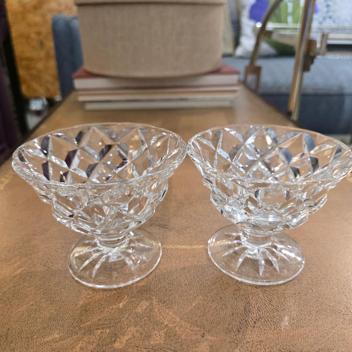 Vintage Cut Glass Dessert Coupe Bowl-Pair