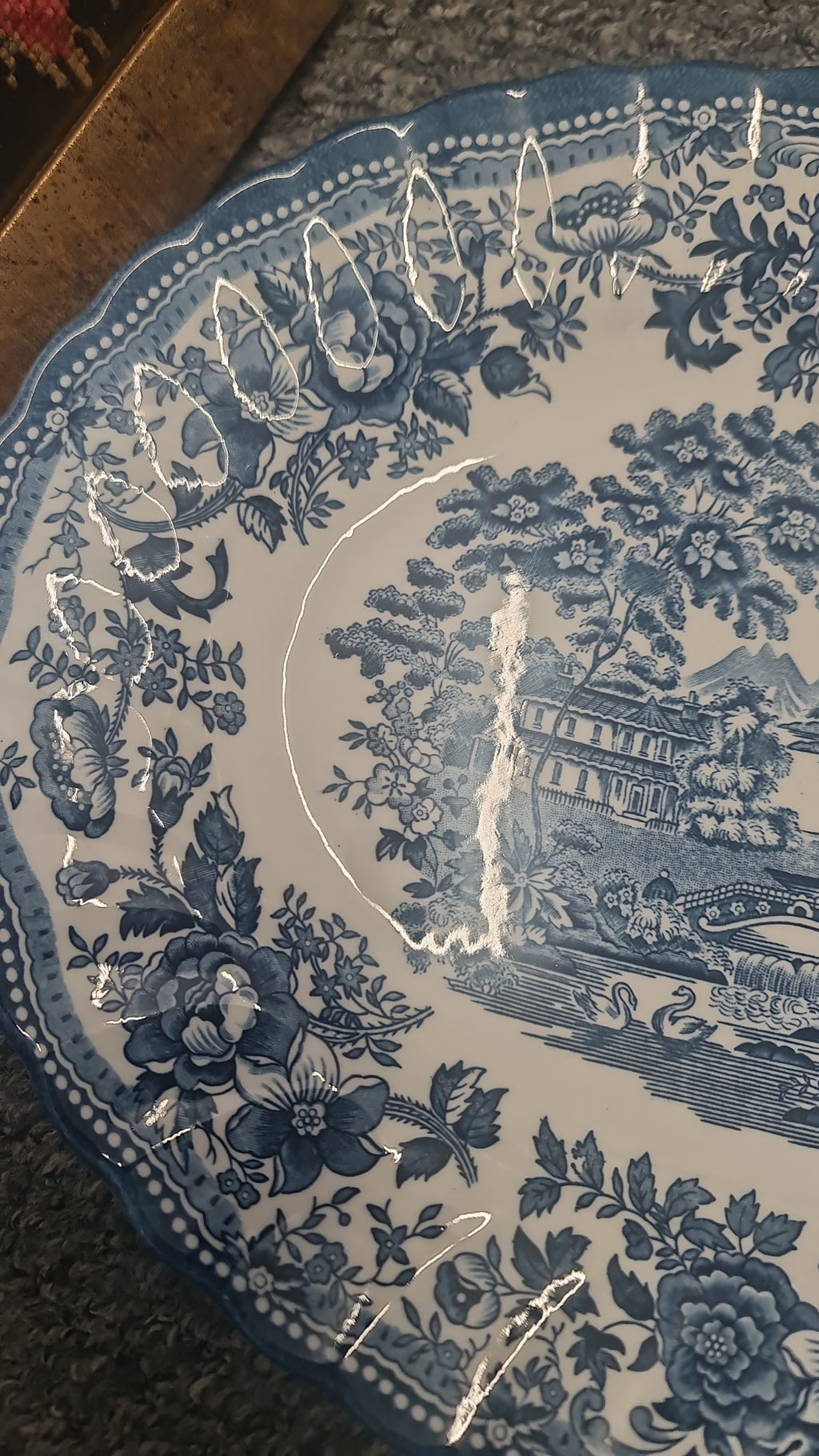 Vintage Churchill blue and white big platter - 37 x 29 cm
