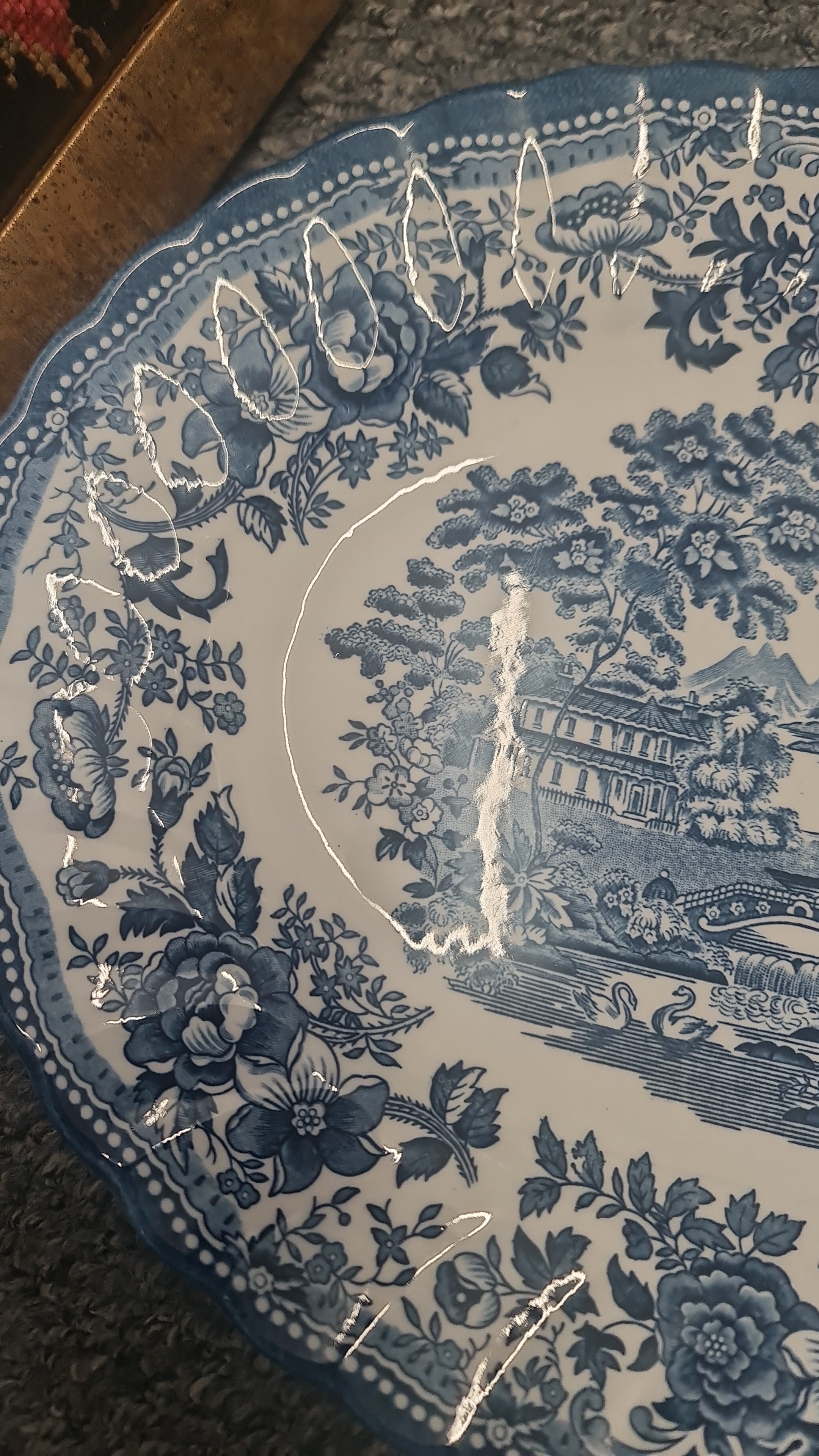 Vintage Churchill blue and white big platter - 37 x 29 cm