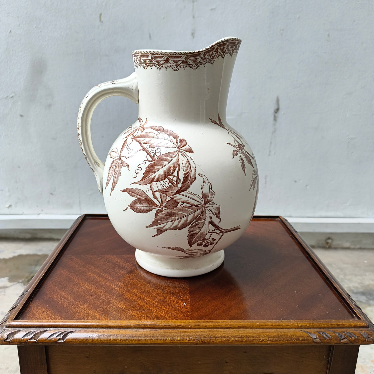 Antique Dutch Transferware Pitcher – Société Céramique Maestricht '4 Saisons' Pattern, c.1880s
