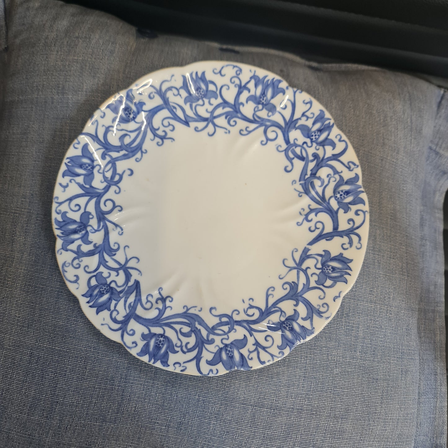 Blue and white vintage plate #001