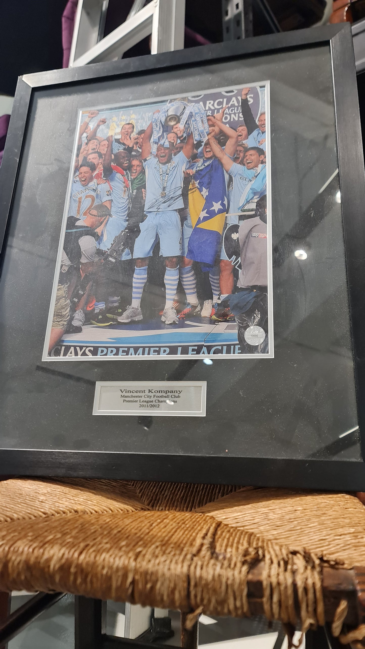 Original Manchester city Signed photograph by Vince