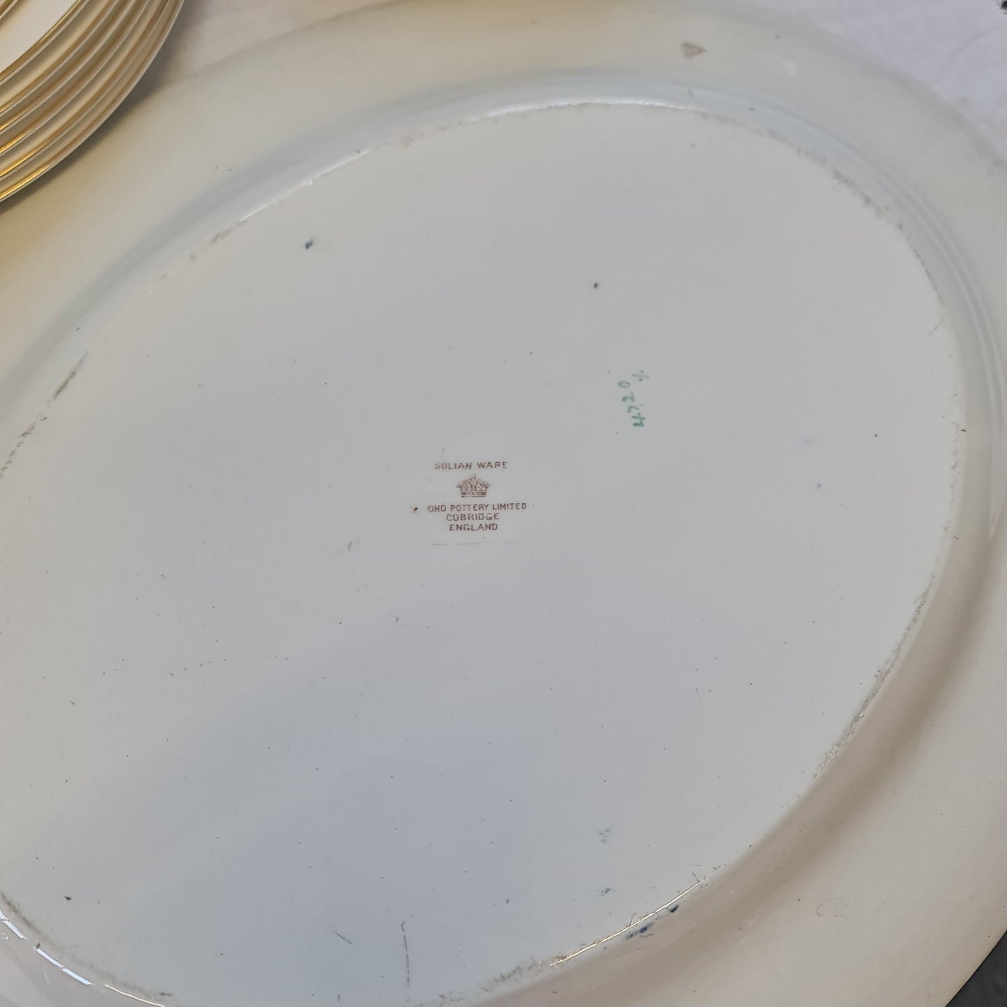 Solian Ware Soho Pottery Cobridge England Big Platter; Cloisonné Plate- Indian Tree
