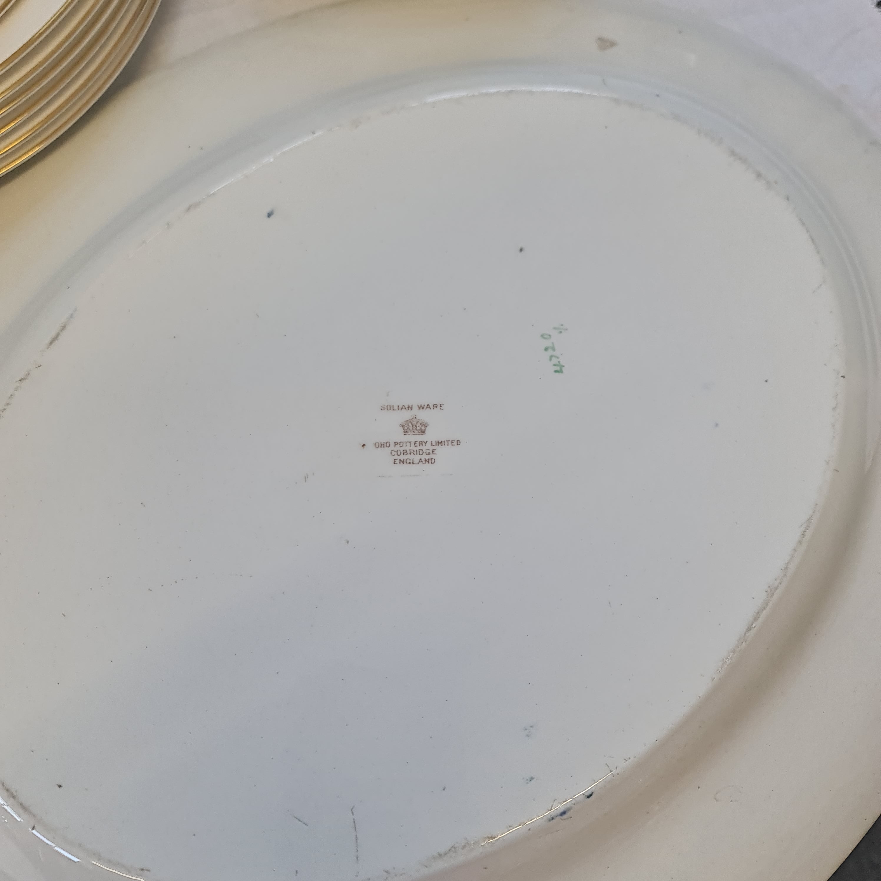 Solian Ware Soho Pottery Cobridge England Big Platter; Cloisonné Plate- Indian Tree
