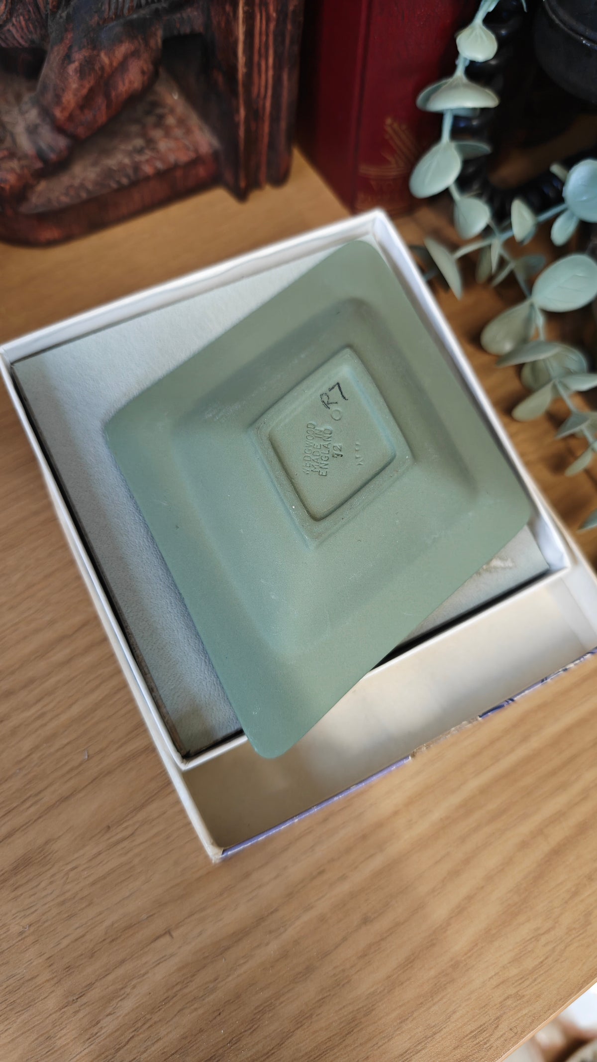 Vintage Wedgwood sage diamond shape  trinket dish