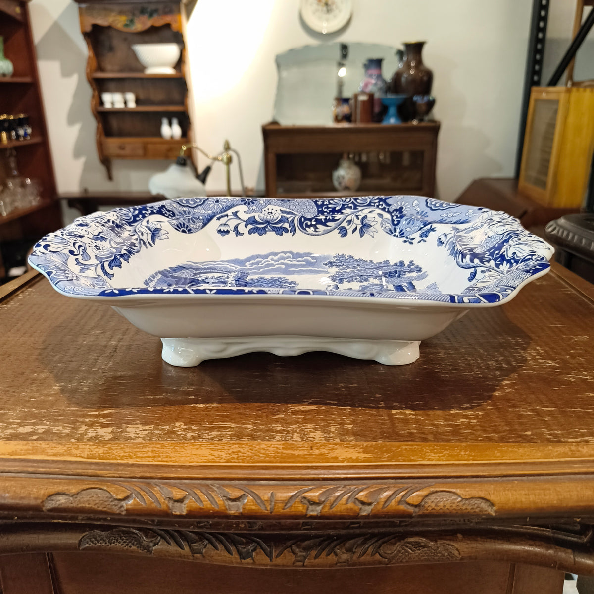 Spode Blue Italian Footed Fruit Serving Dish
