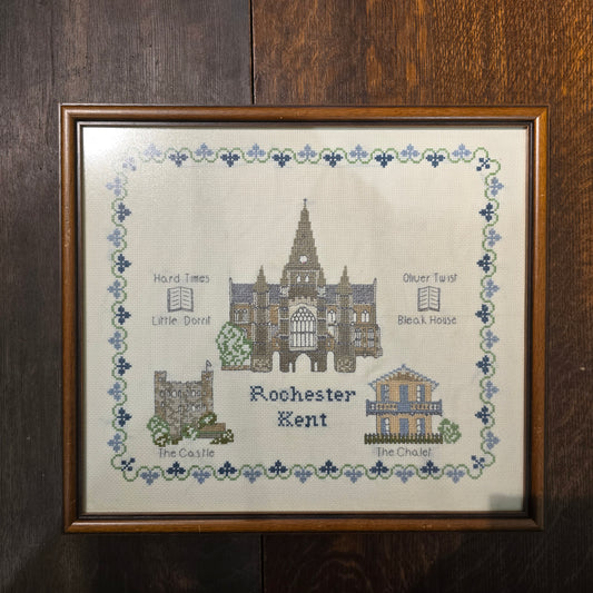Vintage Needlepoint Sampler of Rochester, Kent - Dickensian Connections