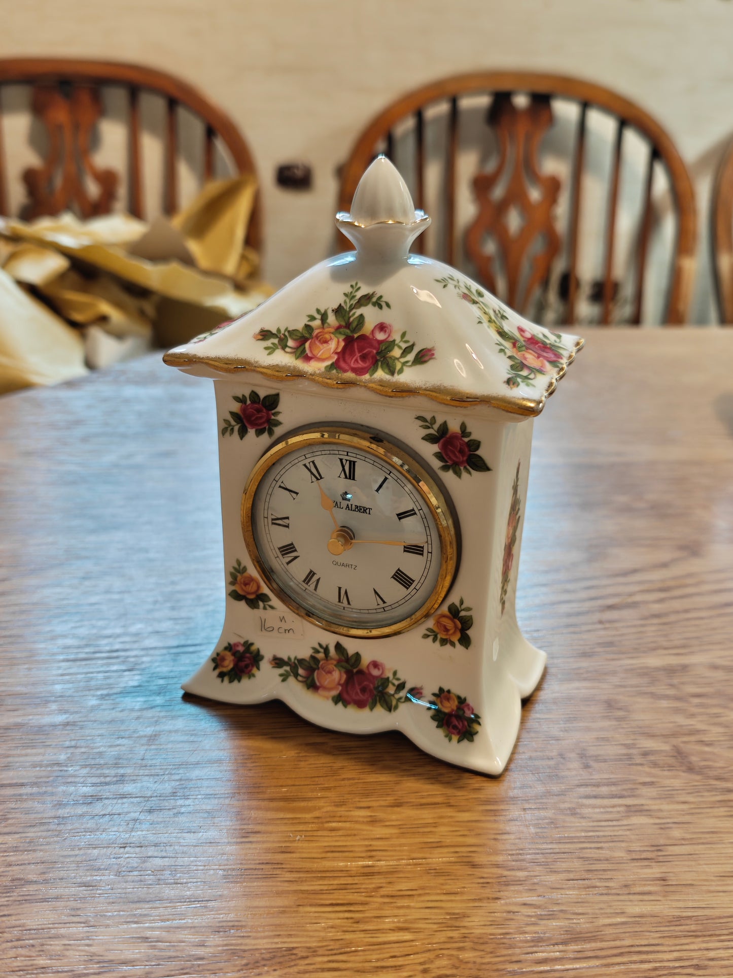Rare Royal Albert Old Country Rose table clock  -1962 version made in England