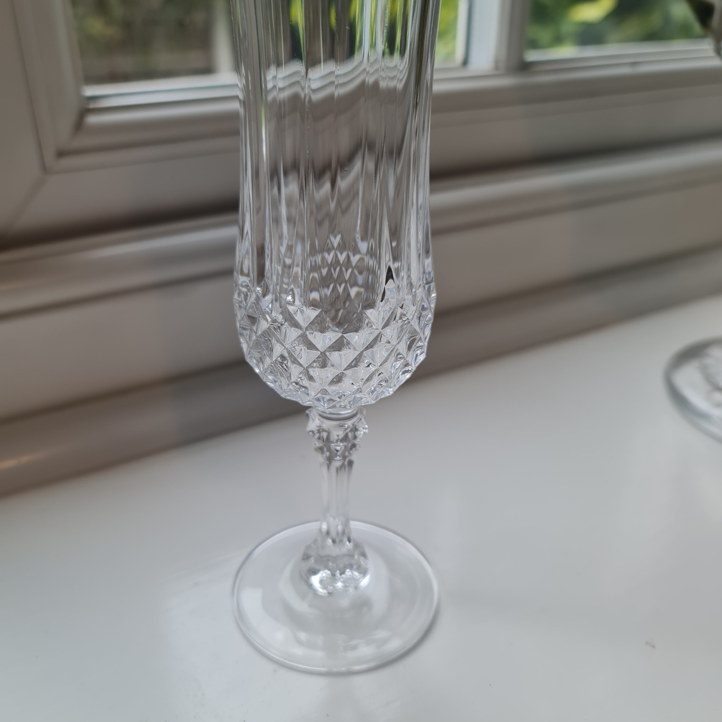 Vintage Crystal / glass tall flute glass