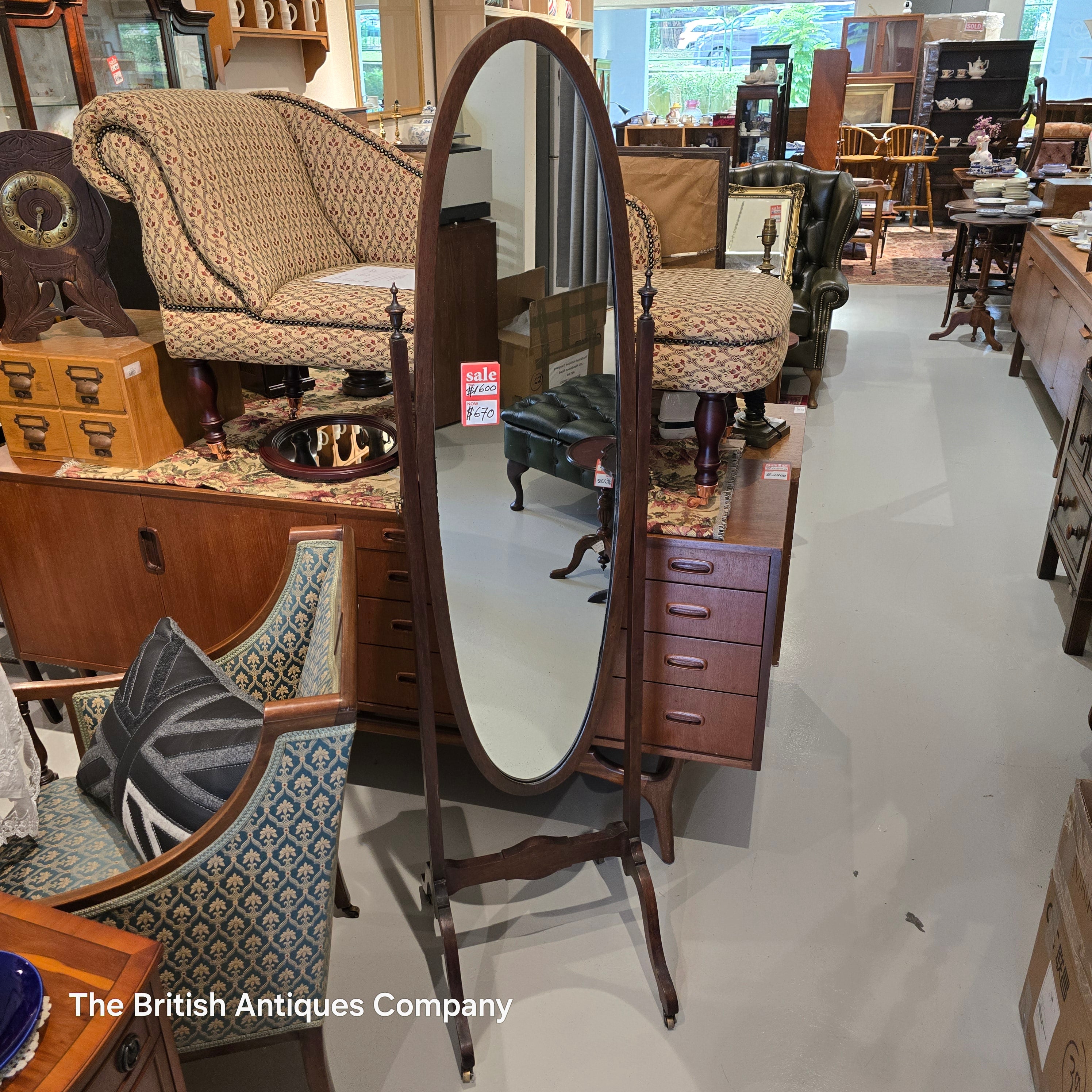 Antique Oval Cheval Mirror
