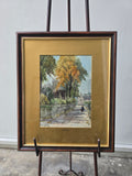 Village Lane Painting of Prestbury UK, signed by artist H.Cuhley