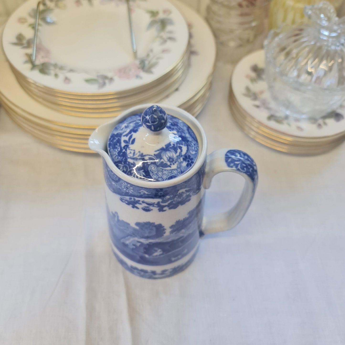 Vintage Copeland Blue Italian Coffee Pot / Water Jug - Minor Chip on base