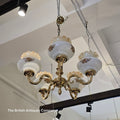 Vintage Brass Lamp with Floral Porcelain Shade