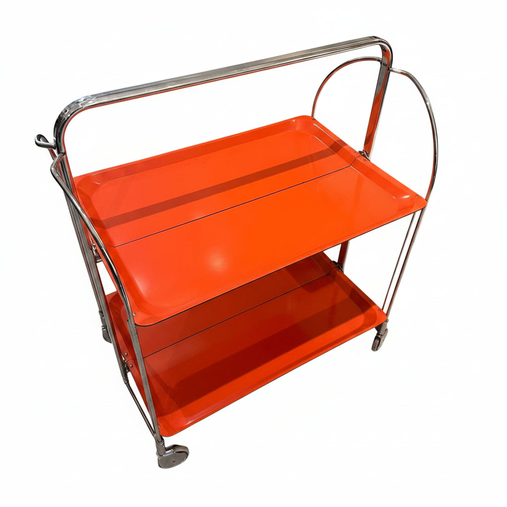Classic Mid-Century Modern Folding Tea / Bar Trolley