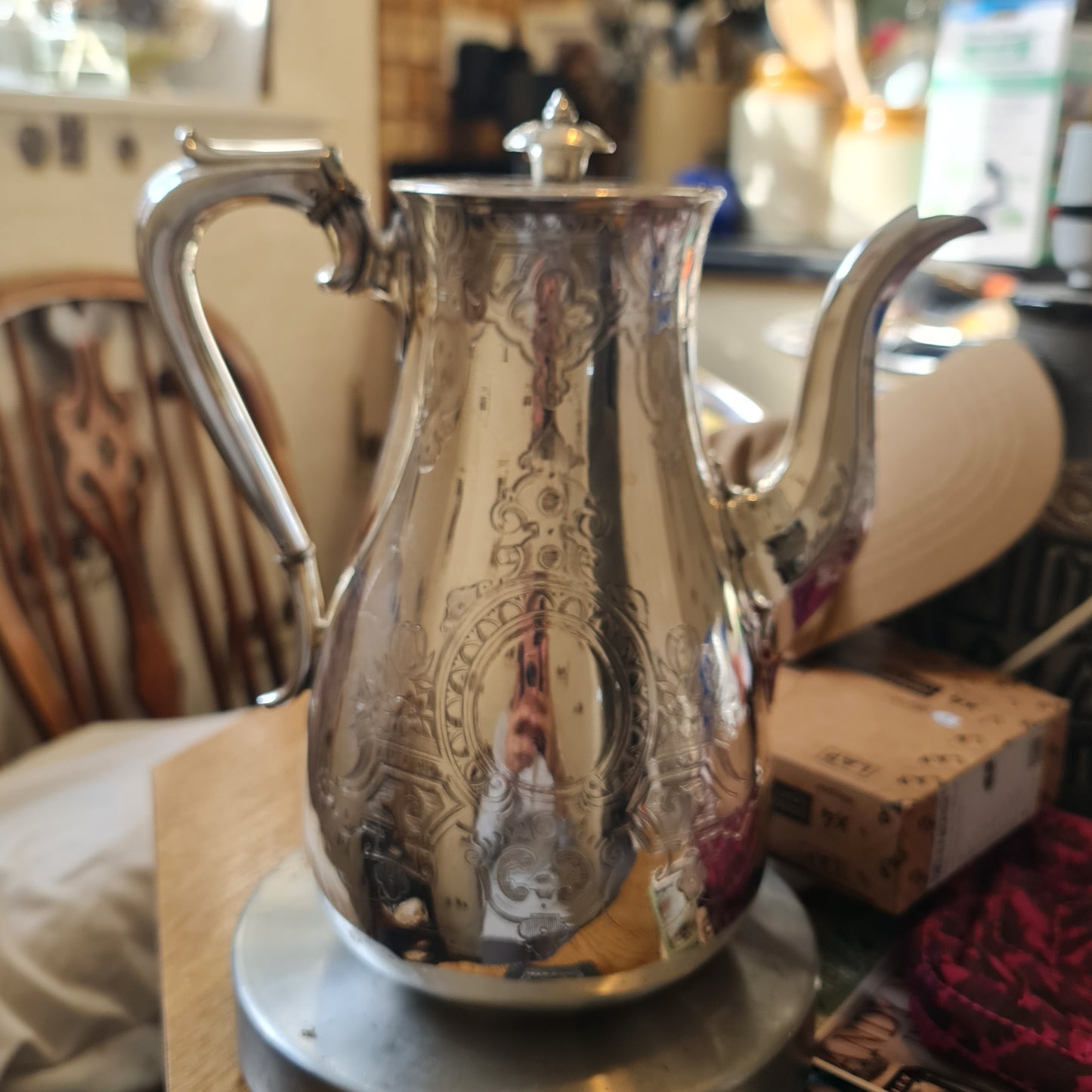 1907 Horace Woodward & Co Sterling Silver tall Coffee pot -855gm