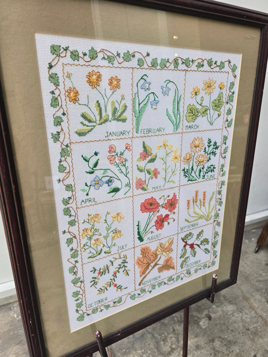 Counted Cross Stitch Large Embroidery KIT "Flowers of the Month" DMC threads